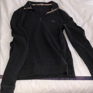 Men’s gray Burberry 1/4 zip sweater